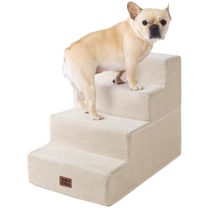 EHEYCIGA Dog Stairs for Bed 18" H, 4-Step Dog Steps for High Bed, Pet Steps for Small Dogs and Cats, Non-Slip Balanced Pet Ramp Indoor, Grey