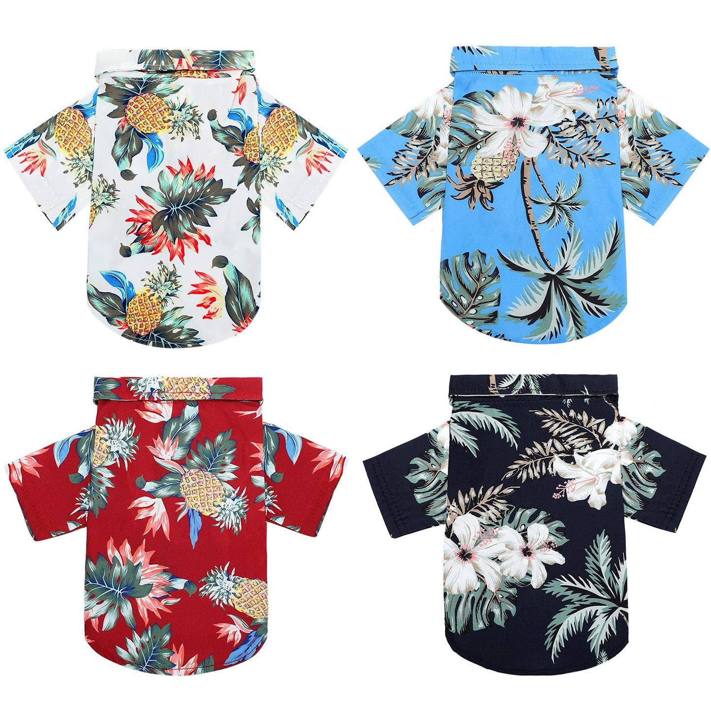 Weewooday 4 Pieces Small Pet Summer T-Shirts Hawaii Style Floral Pet Dog Shirt Breathable Cool Clothes Beach Seaside Puppy Sweatshirt for Puppy(Floral Style,Medium)