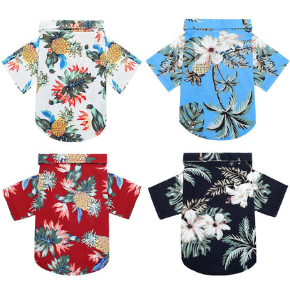 Weewooday 4 Pieces Small Pet Summer T-Shirts Hawaii Style Floral Pet Dog Shirt Breathable Cool Clothes Beach Seaside Puppy Sweatshirt for Puppy(Floral Style,Medium)
