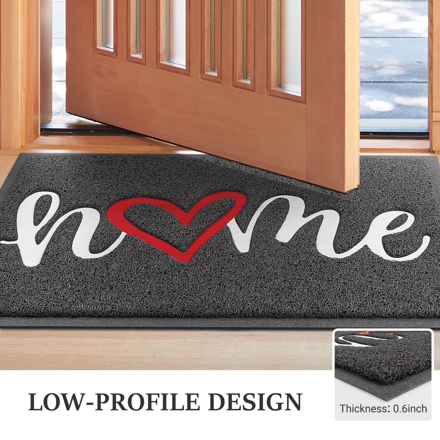 BeneathYourFeet Door Mat (30"x17.5",Black), Welcome Mat Low Profile Front Doormat Floor Mat Non Slip Rugs for Entryway, Patio, High Traffic Areas