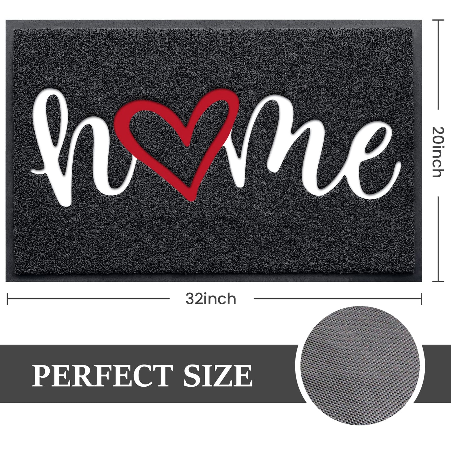 BeneathYourFeet Door Mat (30"x17.5",Black), Welcome Mat Low Profile Front Doormat Floor Mat Non Slip Rugs for Entryway, Patio, High Traffic Areas