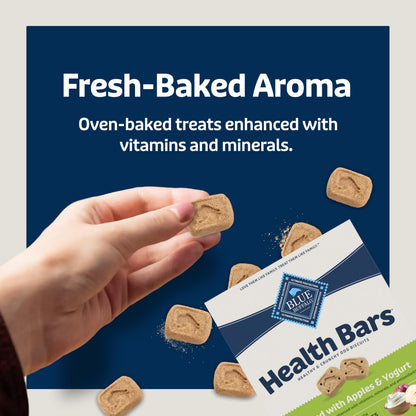Blue Buffalo Health Bars Mini Crunchy Dog Biscuits, Oven-Baked with Natural Ingredients, Apples & Yogurt, 16-oz Bag