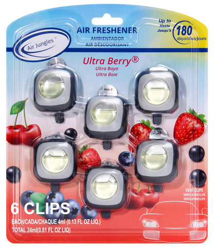 Air Jungles New Car Scent Car Air Freshener Vent Clip, 6 Count Long Lasting Up to 180 days, Natural Essential Oil Car Fragrance for Women and Men, Odor Eliminator - 4ml Each