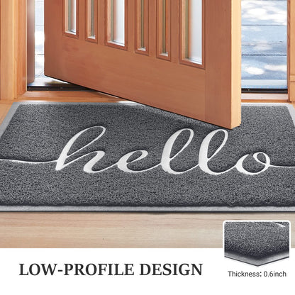 BeneathYourFeet Door Mat (30"x17.5",Black), Welcome Mat Low Profile Front Doormat Floor Mat Non Slip Rugs for Entryway, Patio, High Traffic Areas