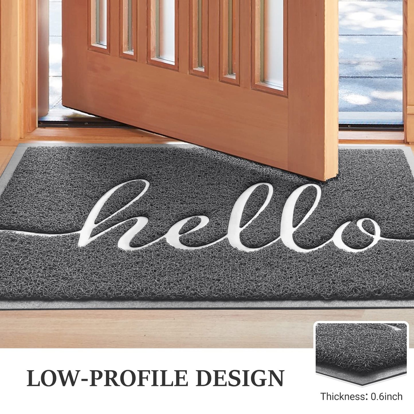 BeneathYourFeet Door Mat (30"x17.5",Black), Welcome Mat Low Profile Front Doormat Floor Mat Non Slip Rugs for Entryway, Patio, High Traffic Areas