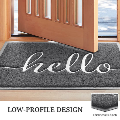 BeneathYourFeet Door Mat (30"x17.5",Black), Welcome Mat Low Profile Front Doormat Floor Mat Non Slip Rugs for Entryway, Patio, High Traffic Areas