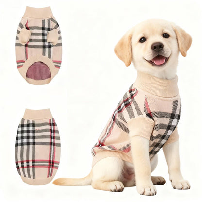 Small/Medium Dog Sweater, Warm Dog Winter Coat w/Sleeves, Comfortable High Neck & Leash Hole, Premium Dog Clothes for Schnauzer-Best for Holidays, Daily Walks M Apricot