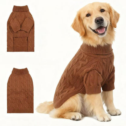 Small/Medium Dog Sweater, Warm Dog Winter Coat w/Sleeves, Comfortable High Neck & Leash Hole, Premium Dog Clothes for Schnauzer-Best for Holidays, Daily Walks M Apricot