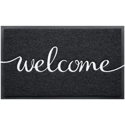BeneathYourFeet Door Mat (30"x17.5",Black), Welcome Mat Low Profile Front Doormat Floor Mat Non Slip Rugs for Entryway, Patio, High Traffic Areas