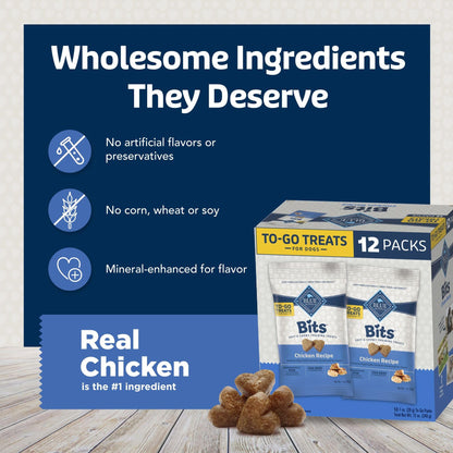 Blue Buffalo Bits Soft Dog Treats for Training, Made with Natural Ingredients & Enhanced with DHA, Beef Recipe, 19-oz Bag