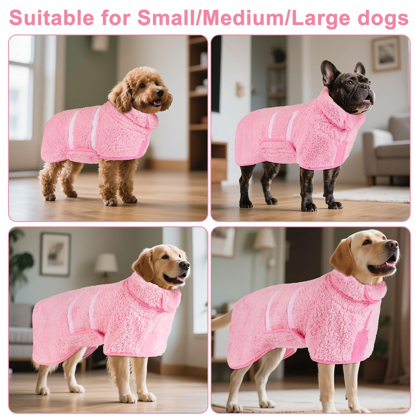 Bienbee Dog Bathrobe, Quick Drying Super Absorbent Dog Robes for After Bath, Warm Keeping Dogs Towel, Dogs Bath Supplies, Dark Blue XL