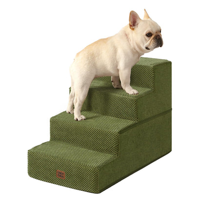 EHEYCIGA Dog Stairs for Bed 18" H, 4-Step Dog Steps for High Bed, Pet Steps for Small Dogs and Cats, Non-Slip Balanced Pet Ramp Indoor, Grey