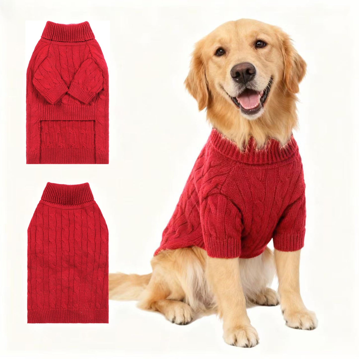 Small/Medium Dog Sweater, Warm Dog Winter Coat w/Sleeves, Comfortable High Neck & Leash Hole, Premium Dog Clothes for Schnauzer-Best for Holidays, Daily Walks M Apricot