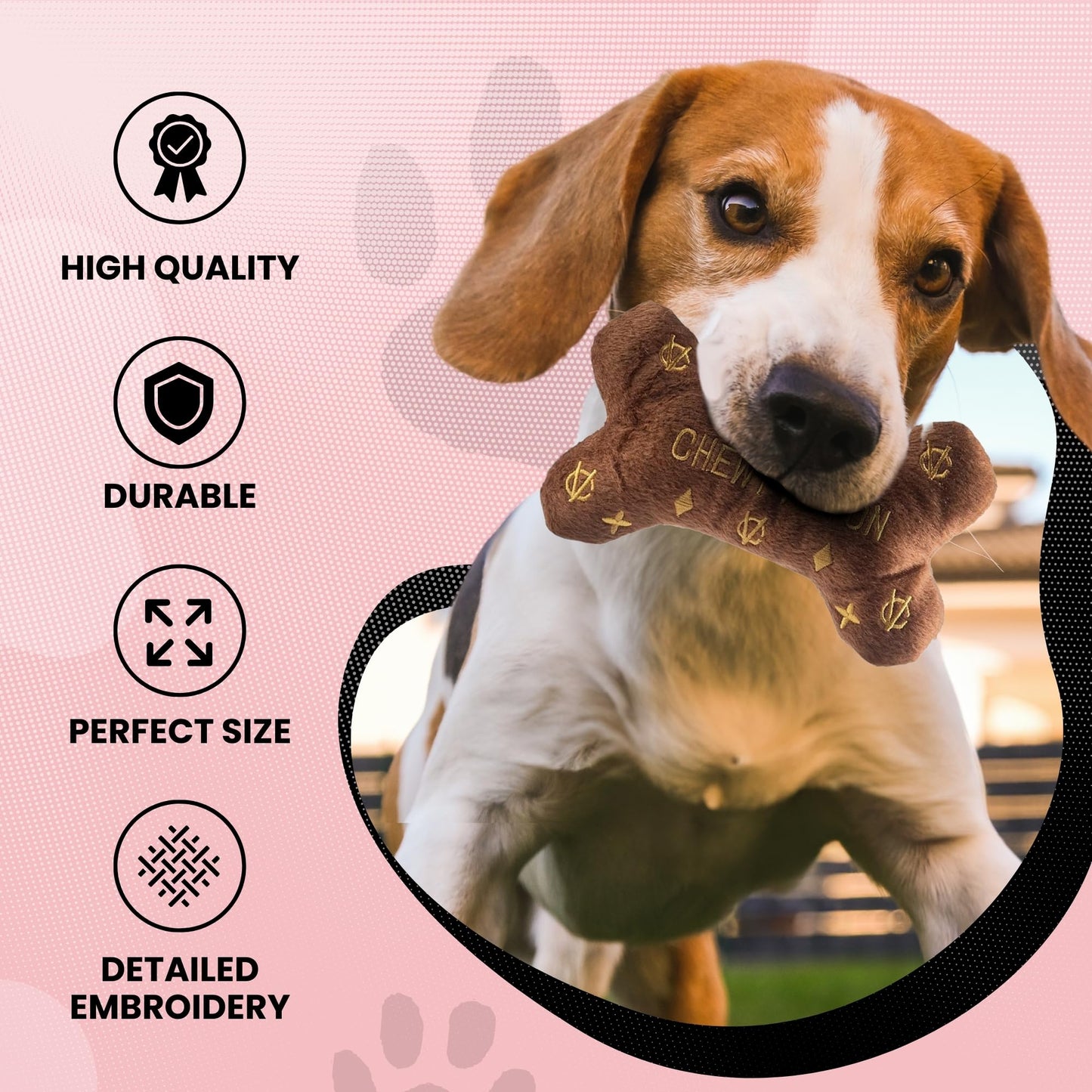 Diggin Designs Sniffany & Co Squeaky Plush Dog Toy Purse | Luxury-Inspired Parody Designer Handbag with Built-in Squeaker, Soft Plush Fashion Dog Toy – Haute Couture Purses & Handbags