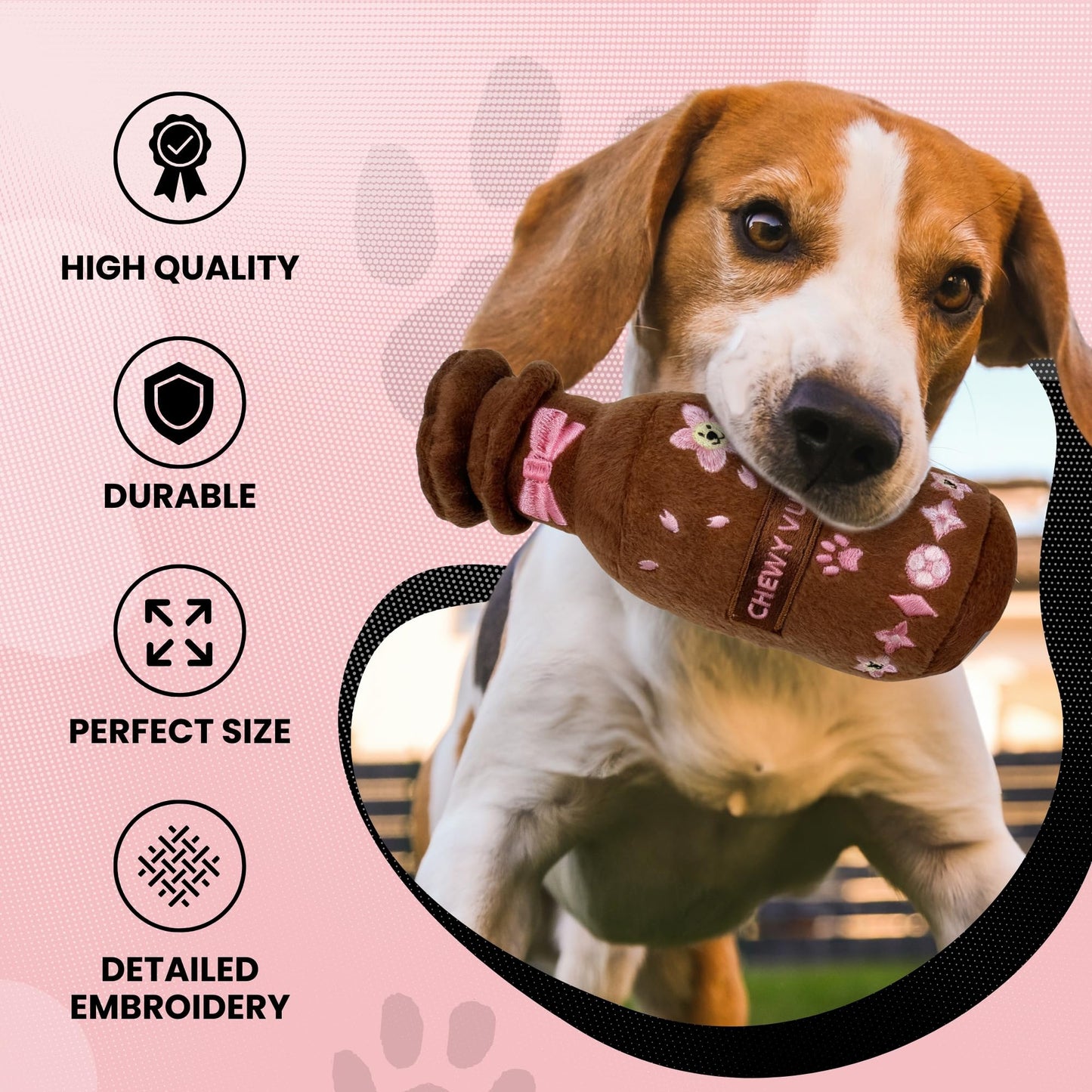 Diggin Designs Sniffany & Co Squeaky Plush Dog Toy Purse | Luxury-Inspired Parody Designer Handbag with Built-in Squeaker, Soft Plush Fashion Dog Toy – Haute Couture Purses & Handbags