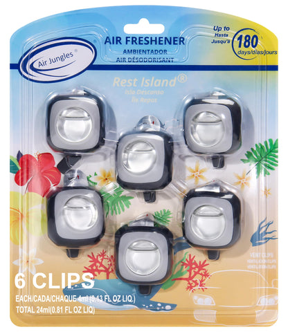 Air Jungles New Car Scent Car Air Freshener Vent Clip, 6 Count Long Lasting Up to 180 days, Natural Essential Oil Car Fragrance for Women and Men, Odor Eliminator - 4ml Each