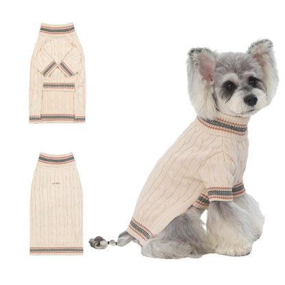 Small/Medium Dog Sweater, Warm Dog Winter Coat w/Sleeves, Comfortable High Neck & Leash Hole, Premium Dog Clothes for Schnauzer-Best for Holidays, Daily Walks M Apricot