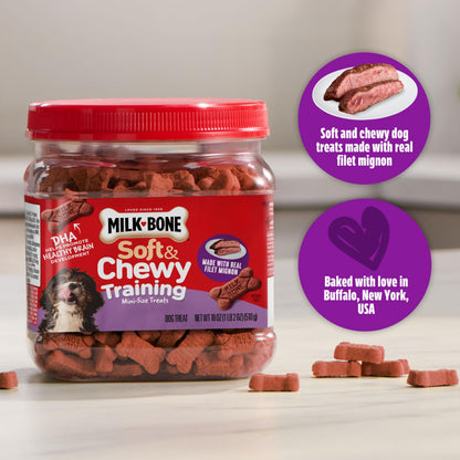 Milk-Bone Soft & Chewy Dog Treats, Beef & Filet Mignon Recipe, 25 Ounce