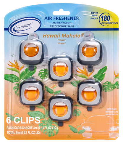 Air Jungles New Car Scent Car Air Freshener Vent Clip, 6 Count Long Lasting Up to 180 days, Natural Essential Oil Car Fragrance for Women and Men, Odor Eliminator - 4ml Each