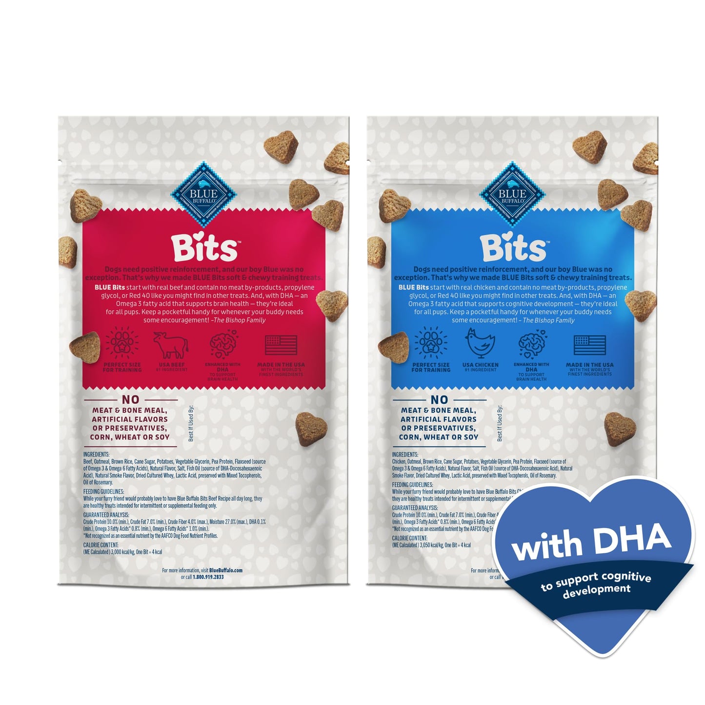Blue Buffalo Bits Soft Dog Treats for Training, Made with Natural Ingredients & Enhanced with DHA, Beef Recipe, 19-oz Bag