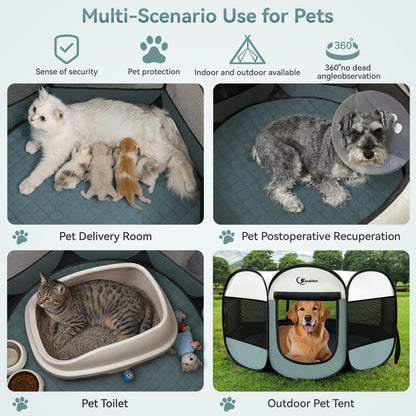 Siedihit Dog Cat Playpen, Puppy Pet Playpen Indoor for Small Dog Crate Tent Cage Outdoor, Portable Pop Up Dogs Enclosure Kennel with Carrying Case for Dogs/Cats/Rabbits(Grey, Small