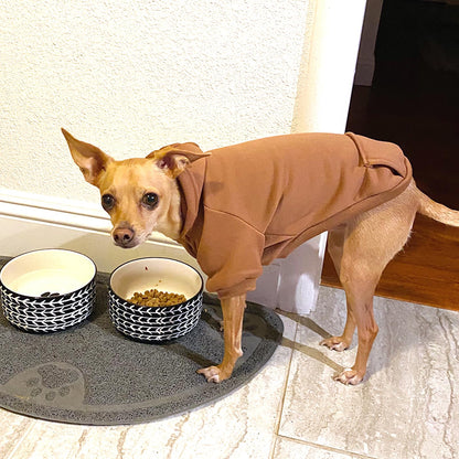 Jecikelon Winter Dog Hoodie Sweatshirts with Pockets Warm Dog Clothes for Small Dogs Chihuahua Coat Clothing Puppy Cat Custume (Coffee, Small)