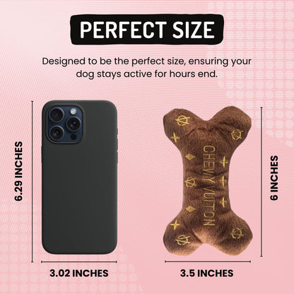 Diggin Designs Sniffany & Co Squeaky Plush Dog Toy Purse | Luxury-Inspired Parody Designer Handbag with Built-in Squeaker, Soft Plush Fashion Dog Toy – Haute Couture Purses & Handbags