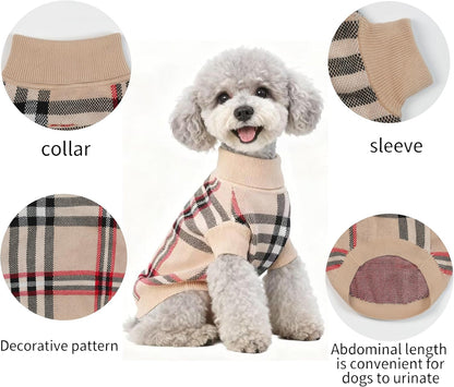 Small/Medium Dog Sweater, Warm Dog Winter Coat w/Sleeves, Comfortable High Neck & Leash Hole, Premium Dog Clothes for Schnauzer-Best for Holidays, Daily Walks M Apricot