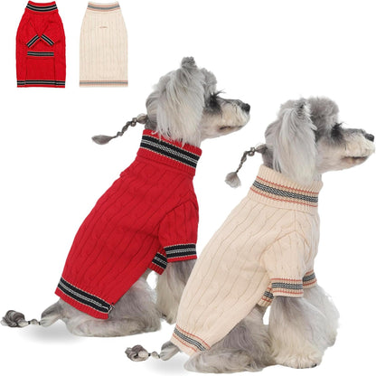 Small/Medium Dog Sweater, Warm Dog Winter Coat w/Sleeves, Comfortable High Neck & Leash Hole, Premium Dog Clothes for Schnauzer-Best for Holidays, Daily Walks M Apricot