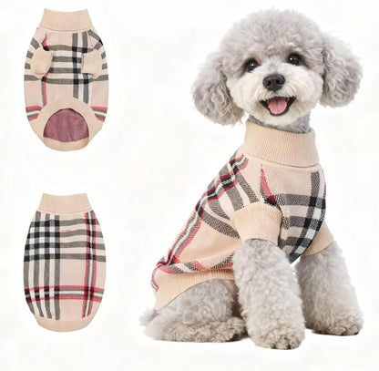 Small/Medium Dog Sweater, Warm Dog Winter Coat w/Sleeves, Comfortable High Neck & Leash Hole, Premium Dog Clothes for Schnauzer-Best for Holidays, Daily Walks M Apricot