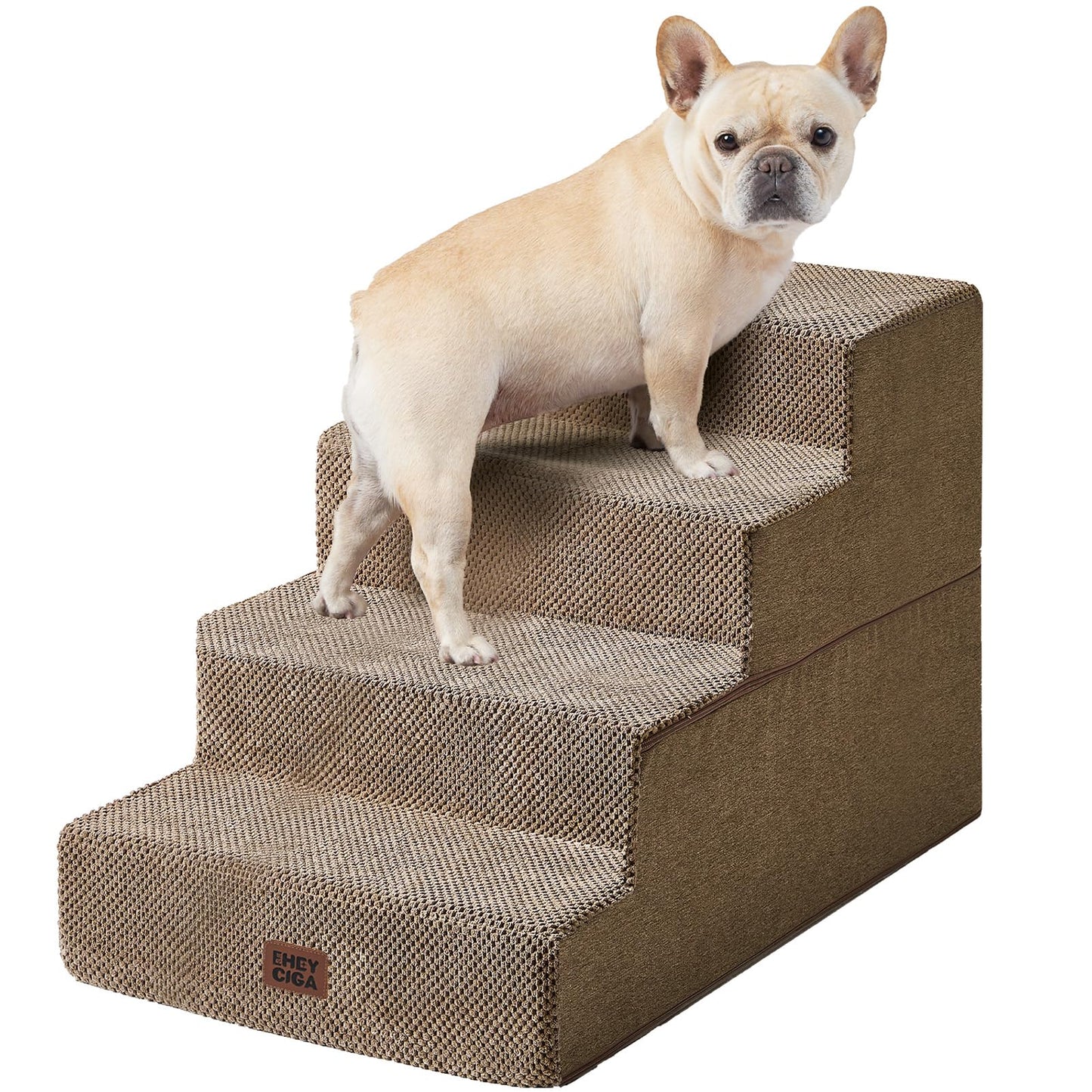 EHEYCIGA Dog Stairs for Bed 18" H, 4-Step Dog Steps for High Bed, Pet Steps for Small Dogs and Cats, Non-Slip Balanced Pet Ramp Indoor, Grey