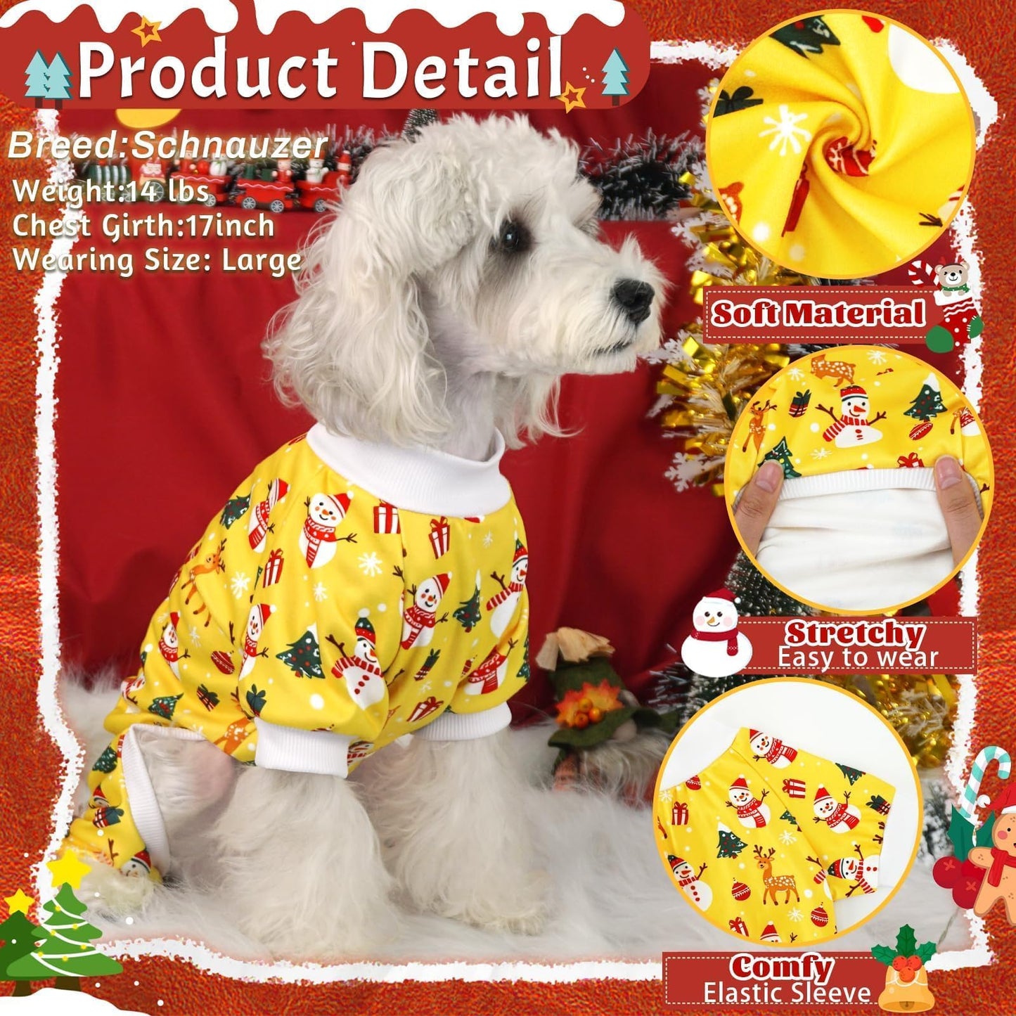 XPUDAC 4 Pack Dog Pajamas Soft Strechy Summer Dog Pjs Puppy Clothes for Small Medium Dogs Boy Girl Cat Pet Outfits, M