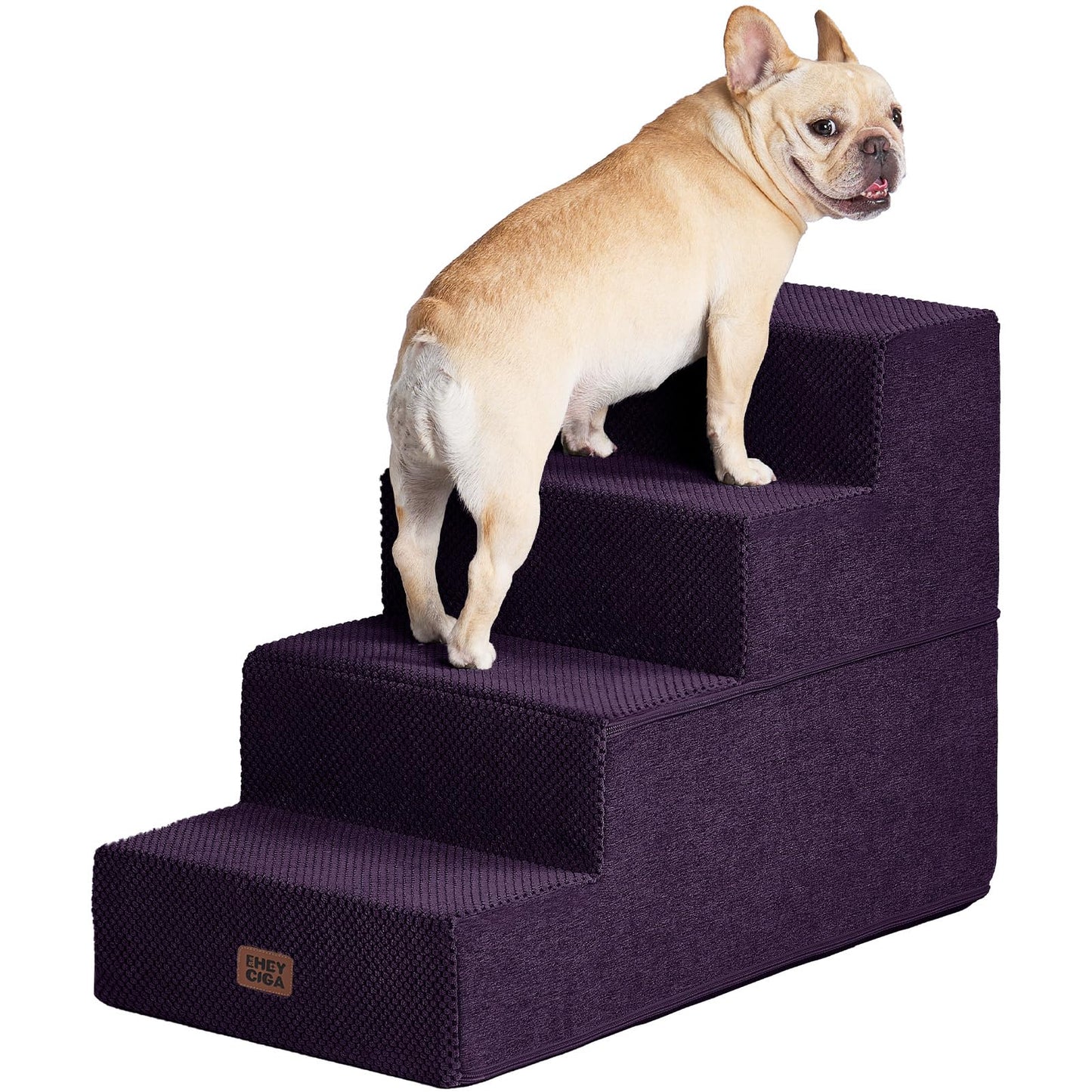 EHEYCIGA Dog Stairs for Bed 18" H, 4-Step Dog Steps for High Bed, Pet Steps for Small Dogs and Cats, Non-Slip Balanced Pet Ramp Indoor, Grey