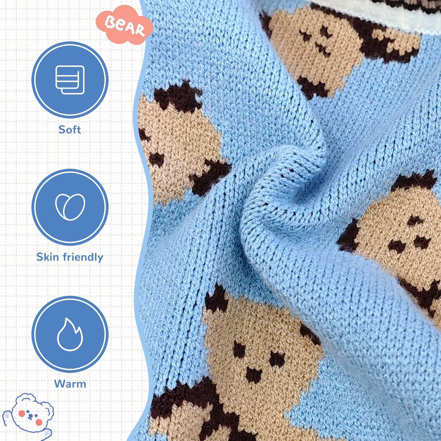 ABRRLO Small Dog Sweaters Cute Bear Dog Cardigans Clothes for Small Medium Dogs Boy Girl Puppy Cat Knitting Cardigan Outfits Dogs Autumn Coats Warm Pet Doggy Clothes Soft Knitwear Apparel (Beige,M)