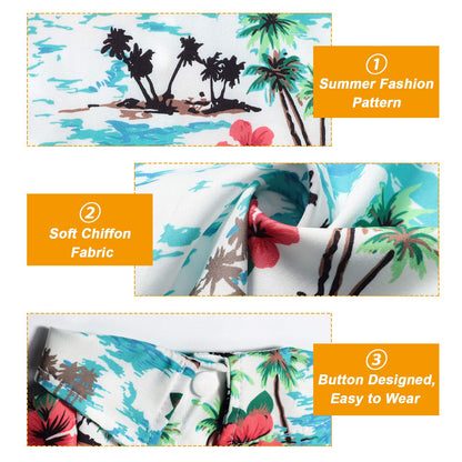 Weewooday 4 Pieces Small Pet Summer T-Shirts Hawaii Style Floral Pet Dog Shirt Breathable Cool Clothes Beach Seaside Puppy Sweatshirt for Puppy(Floral Style,Medium)