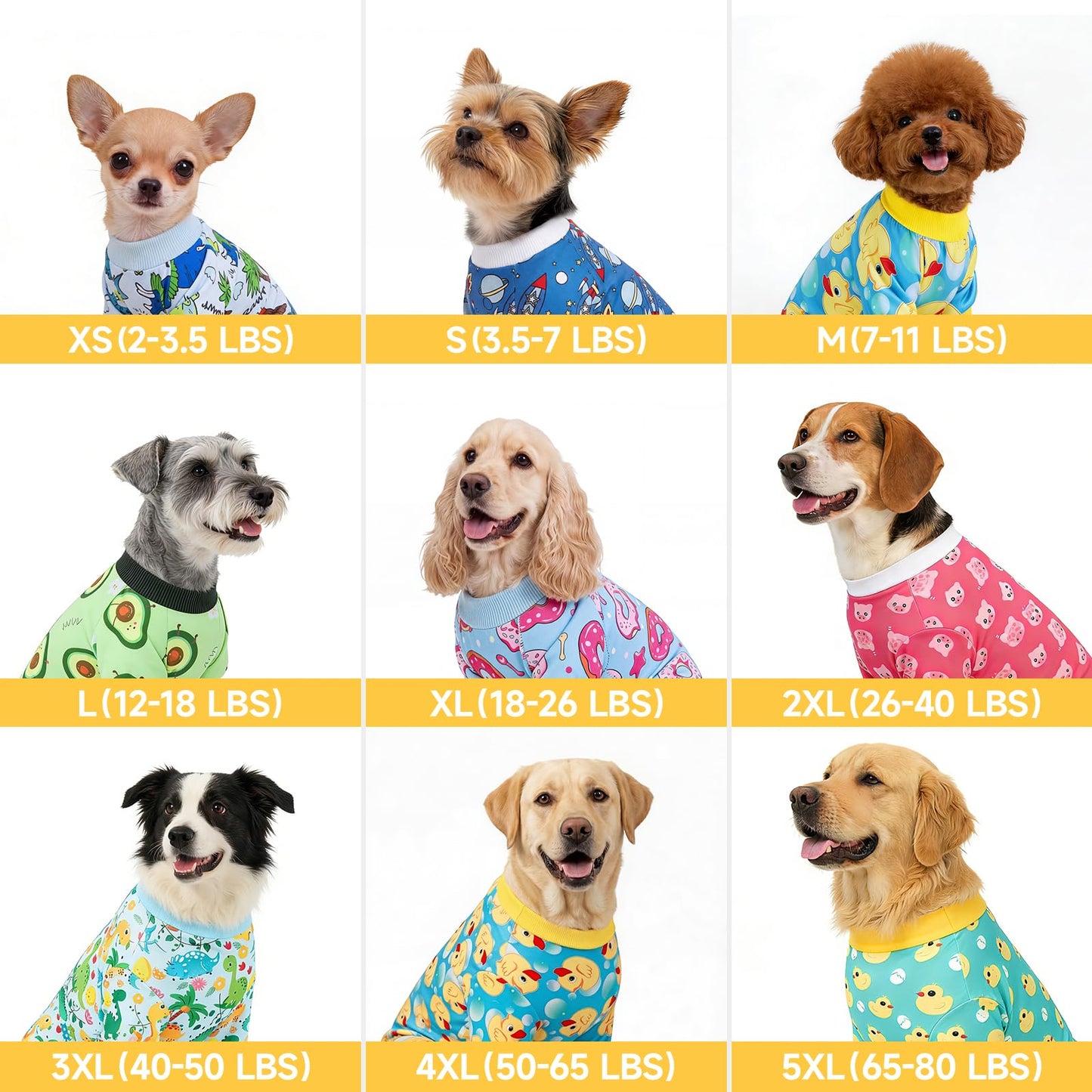 XPUDAC 4 Pack Dog Pajamas Soft Strechy Summer Dog Pjs Puppy Clothes for Small Medium Dogs Boy Girl Cat Pet Outfits, M