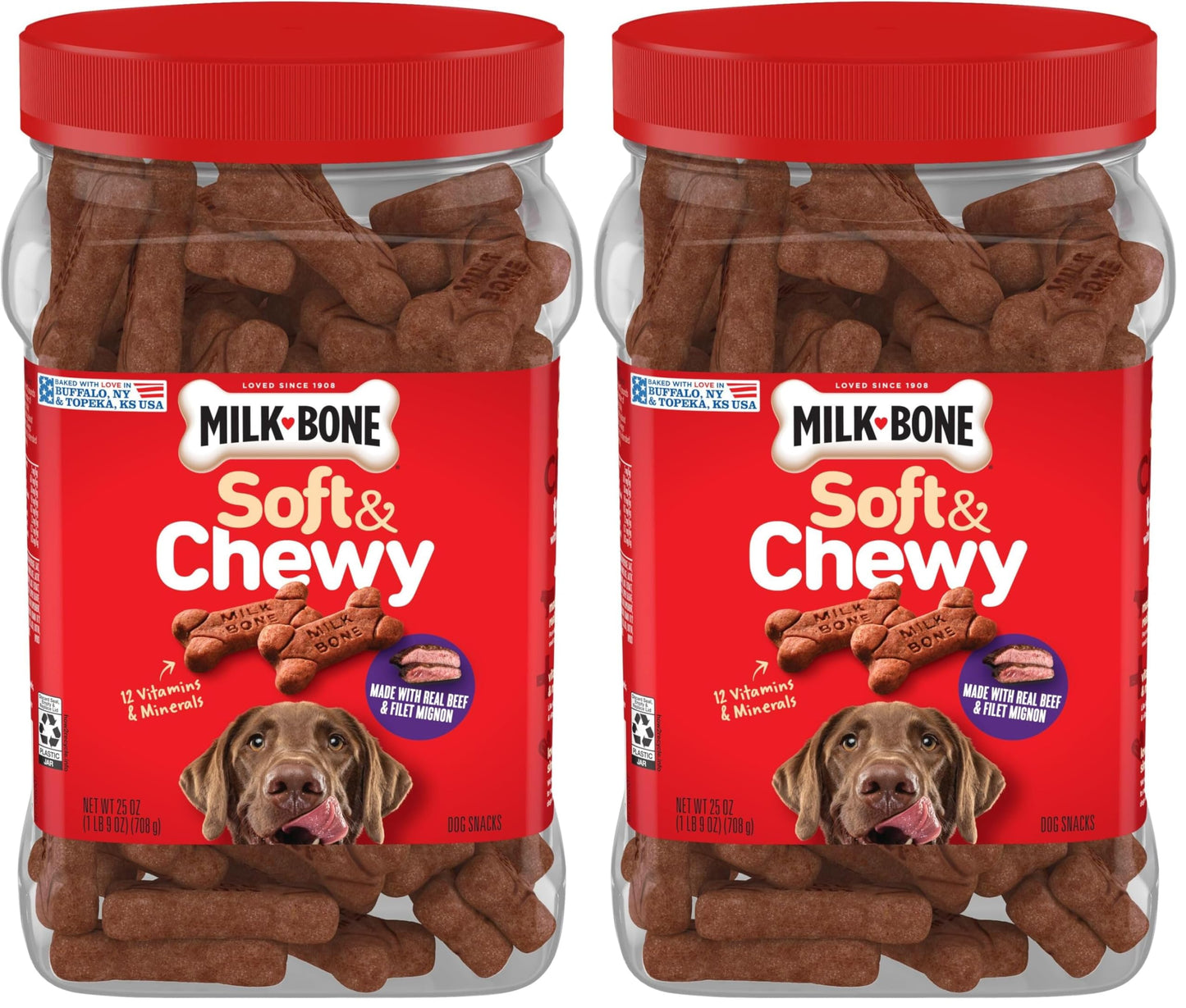 Milk-Bone Soft & Chewy Dog Treats, Beef & Filet Mignon Recipe, 25 Ounce