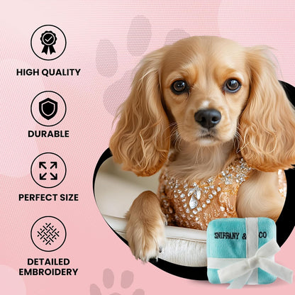 Diggin Designs Sniffany & Co Squeaky Plush Dog Toy Purse | Luxury-Inspired Parody Designer Handbag with Built-in Squeaker, Soft Plush Fashion Dog Toy – Haute Couture Purses & Handbags