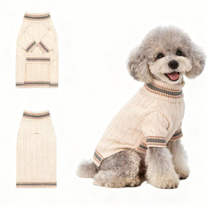 Small/Medium Dog Sweater, Warm Dog Winter Coat w/Sleeves, Comfortable High Neck & Leash Hole, Premium Dog Clothes for Schnauzer-Best for Holidays, Daily Walks M Apricot