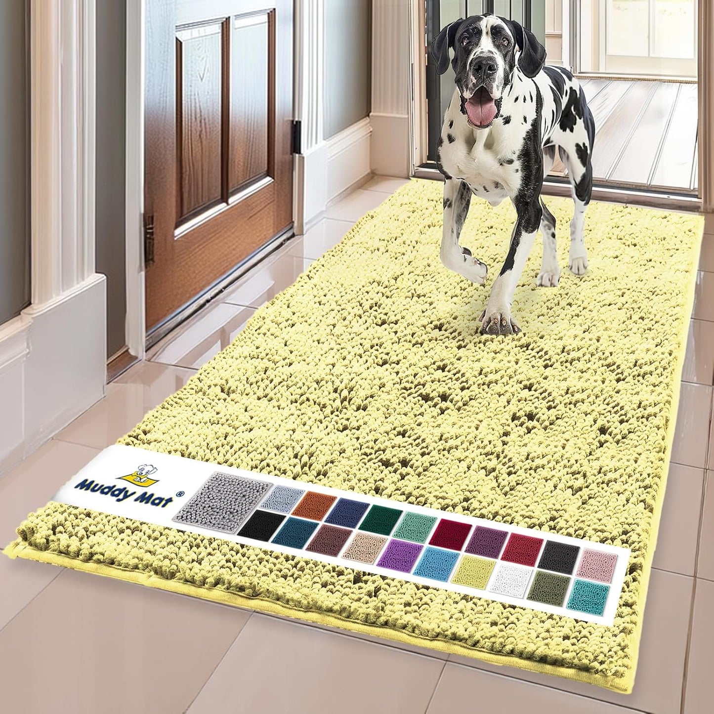 Muddy Mat® | Super Absorbent Door Mat Indoor, Microfiber Quick Dry Chenille Entryway Rug, Non-Slip Front Door Mat, Indoor Mats for Entryway, Machine Washable Pet Rug, Grey 30"x19"