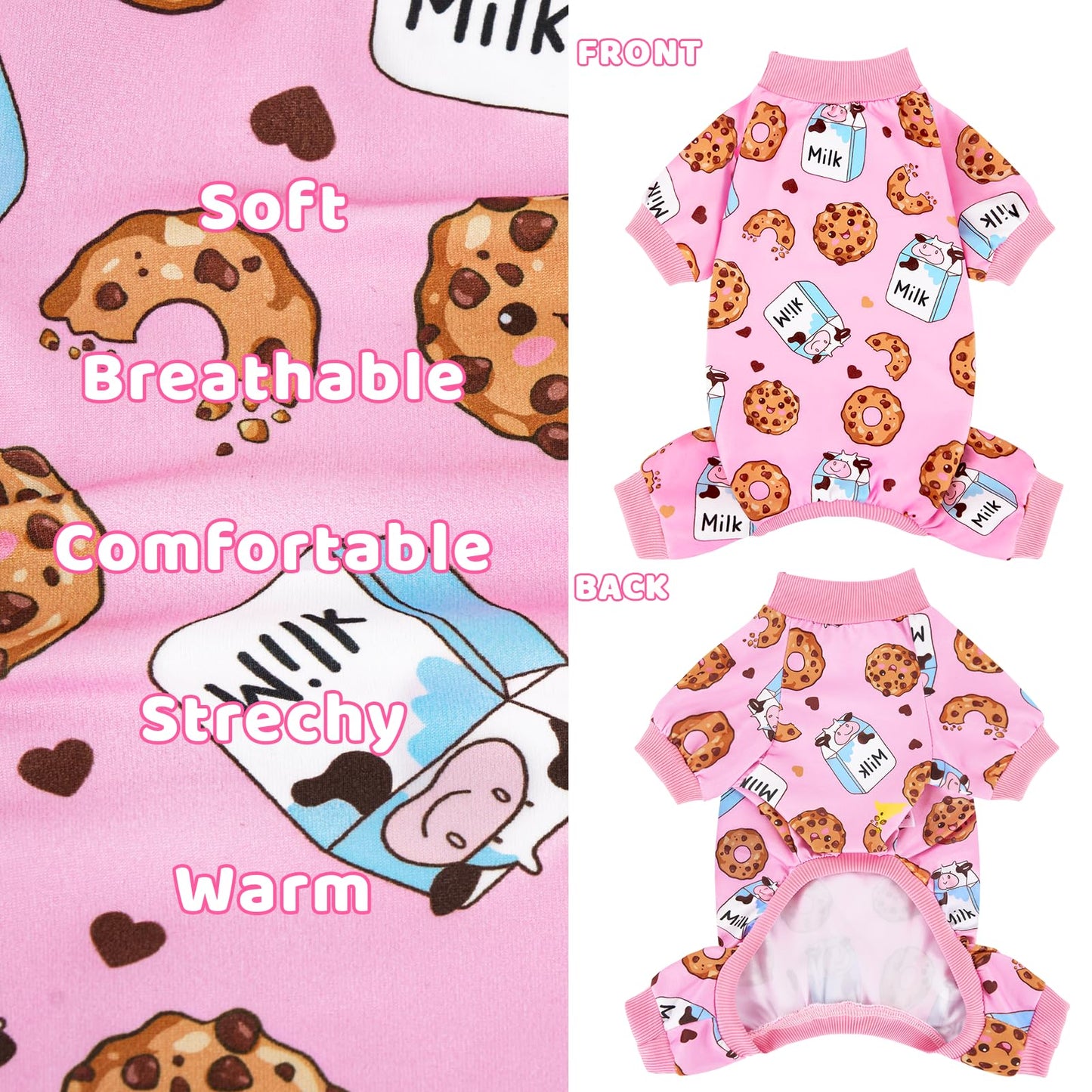 XPUDAC 4 Pack Dog Pajamas Soft Strechy Summer Dog Pjs Puppy Clothes for Small Medium Dogs Boy Girl Cat Pet Outfits, M