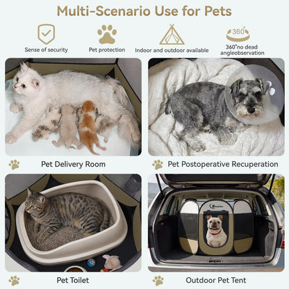 Siedihit Dog Cat Playpen, Puppy Pet Playpen Indoor for Small Dog Crate Tent Cage Outdoor, Portable Pop Up Dogs Enclosure Kennel with Carrying Case for Dogs/Cats/Rabbits(Grey, Small