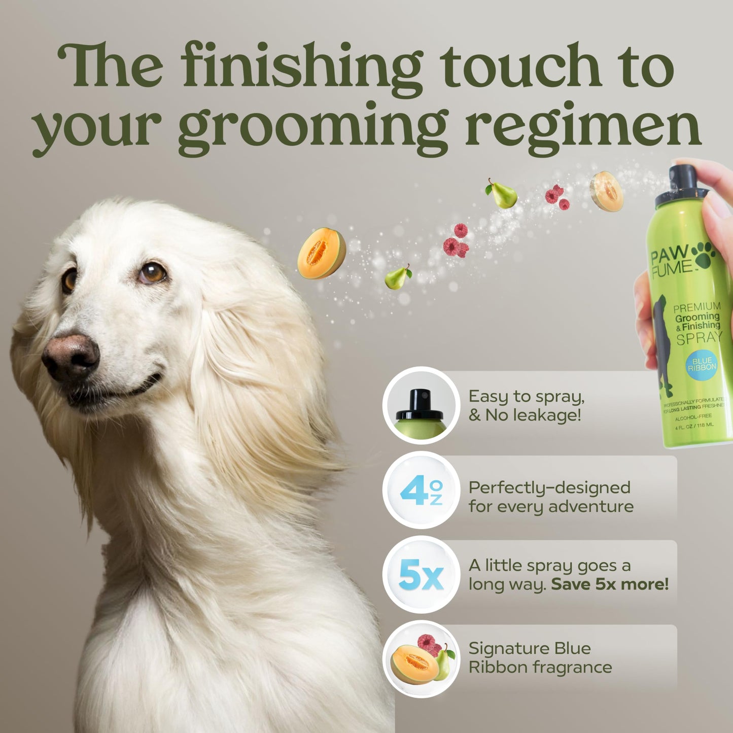 PAWFUME Dog Perfume Spray for Grooming, Blue Ribbon, 1-Pack – Keep Your Pup Fresh All Day – Probiotic, Alcohol-Free, Detangling & Moisturizing – Salon-Quality Dog Spray Deodorizer Perfume