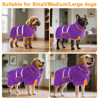 Bienbee Dog Bathrobe, Quick Drying Super Absorbent Dog Robes for After Bath, Warm Keeping Dogs Towel, Dogs Bath Supplies, Dark Blue XL