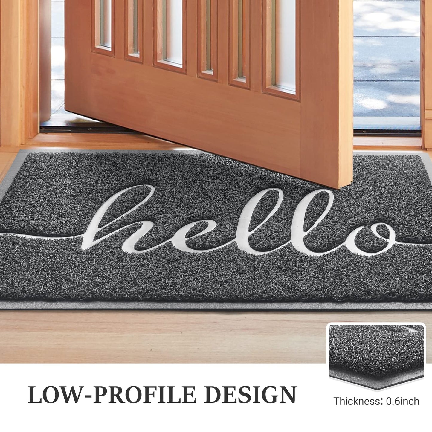 BeneathYourFeet Door Mat (30"x17.5",Black), Welcome Mat Low Profile Front Doormat Floor Mat Non Slip Rugs for Entryway, Patio, High Traffic Areas