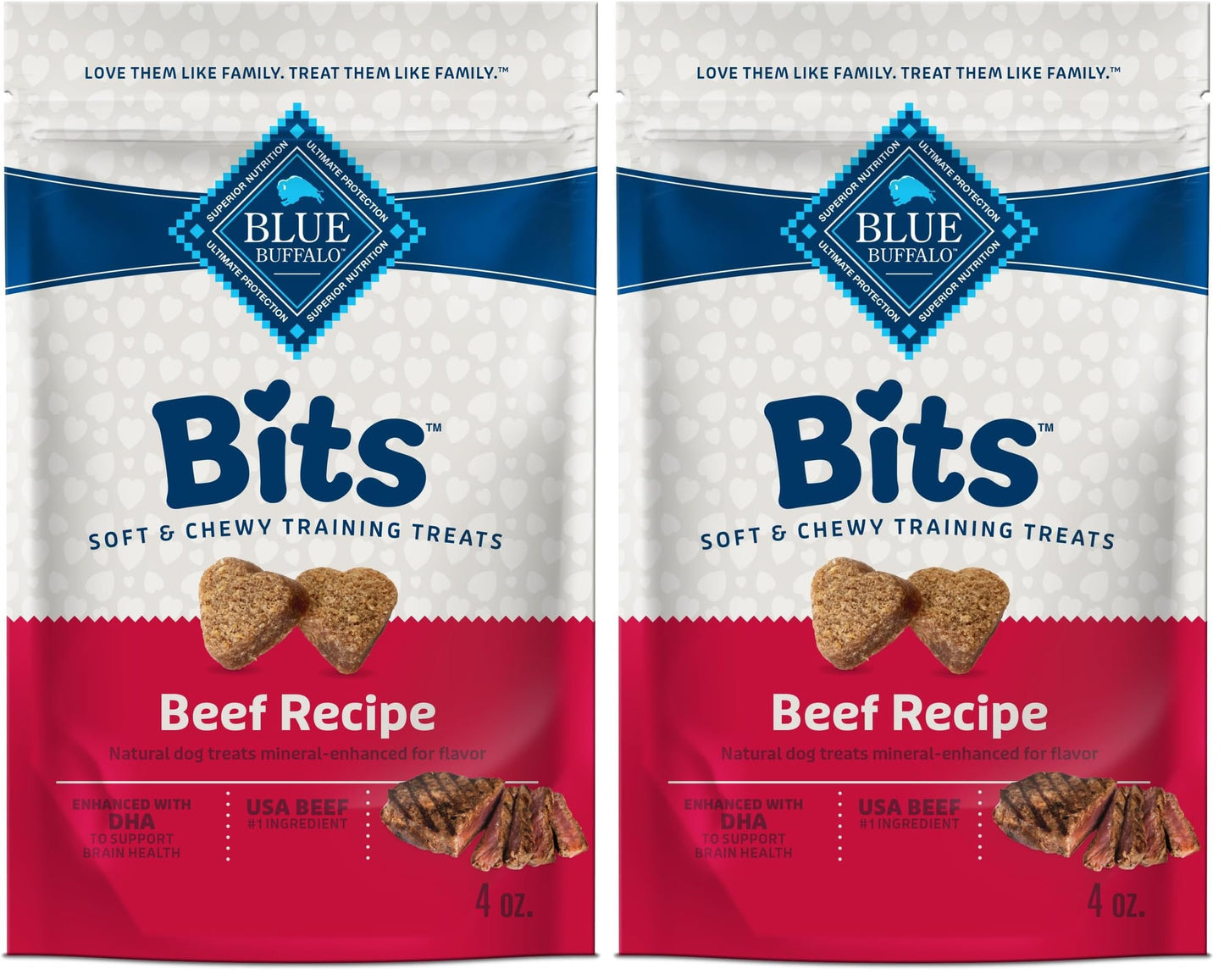 Blue Buffalo Bits Soft Dog Treats for Training, Made with Natural Ingredients & Enhanced with DHA, Beef Recipe, 19-oz Bag