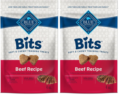 Blue Buffalo Bits Soft Dog Treats for Training, Made with Natural Ingredients & Enhanced with DHA, Beef Recipe, 19-oz Bag