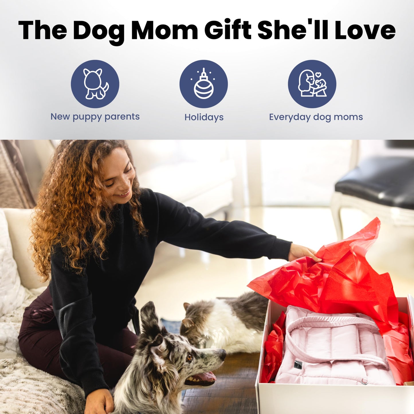 rubyloo Puffer Dog Travel Bag for Dog Moms – Doggy Diaper Bag with Pet Bowls & Food Storage or Everyday Puffy Tote – Doggy Mom Gifts for Women – Lightweight, Travel-Ready Gift for Pet Lovers – Beige