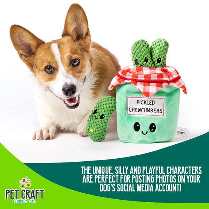 Pet Craft Supply Hide and Seek Plush Dog Toys Crinkle Squeaky Interactive Burrow Activity Puzzle Chew Fetch Treat Hiding Brain Stimulating Cute Funny Toy Bundle Pack for Small and Medium Dogs Puppies