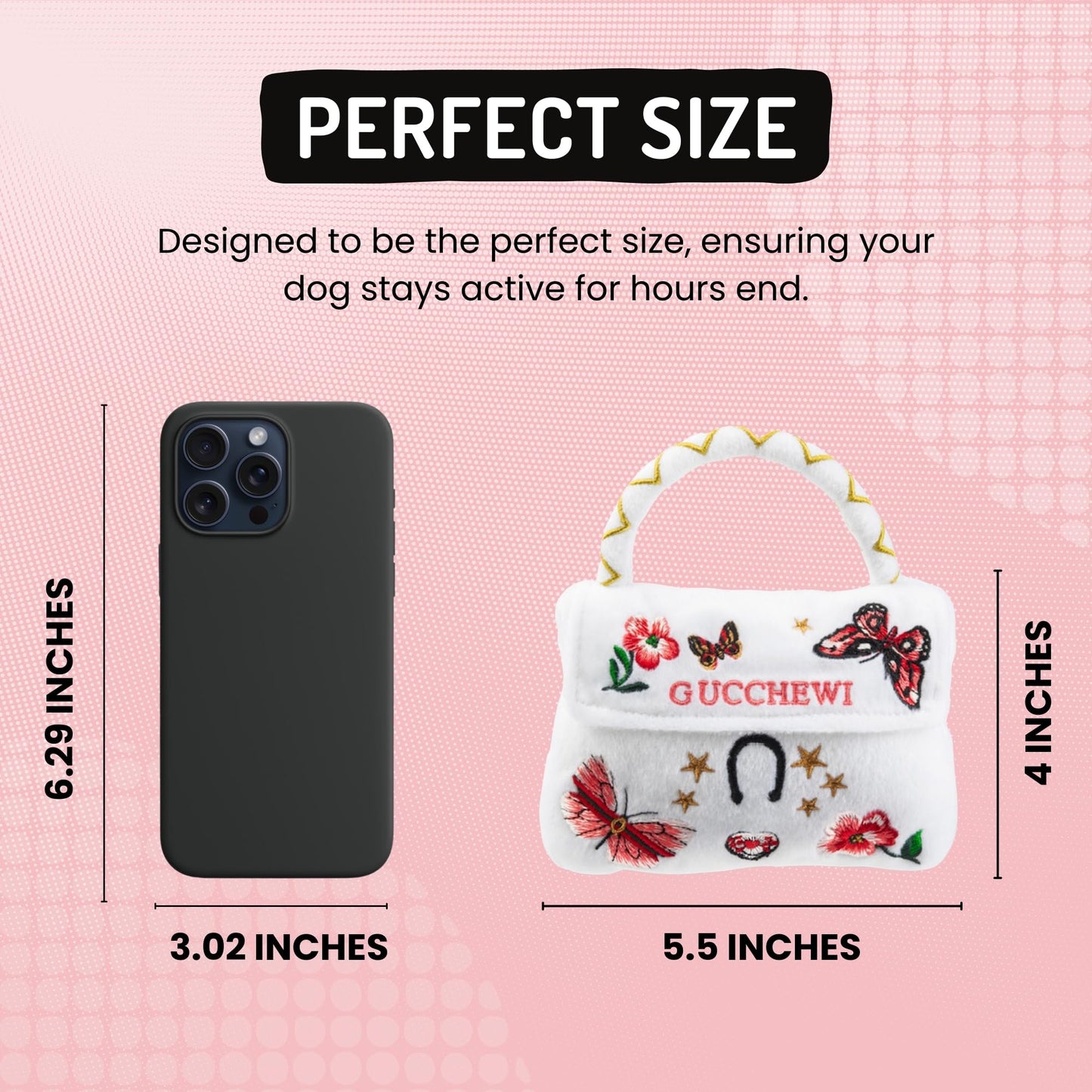 Diggin Designs Sniffany & Co Squeaky Plush Dog Toy Purse | Luxury-Inspired Parody Designer Handbag with Built-in Squeaker, Soft Plush Fashion Dog Toy – Haute Couture Purses & Handbags